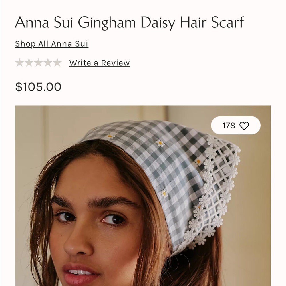Free People head scarf. Designed by 
Ana Sui.